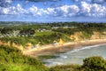 Whitecliff Bay Isle of Wight near Bembridge east of the island in vivid and bright HDR Royalty Free Stock Photo