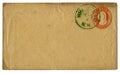 Whitefield, New Hampshire, The USA - 9 May 1856: US historical envelope: cover with red embossed imprinted stamp, three cents Geo