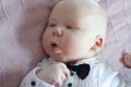 Whitehair babyboy with albinism syndrome Royalty Free Stock Photo