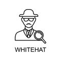 whitehat outline icon. Element of data protection icon with name for mobile concept and web apps. Thin line whitehat icon can be