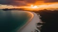 Whitehaven Beach Australia at sunset - made with Generative AI tools Royalty Free Stock Photo
