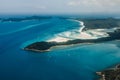 Whitehaven Beach and Hill inlet. Aerial Drone Shot. Whitsundays Queensland Australia, Airlie Beach. Royalty Free Stock Photo