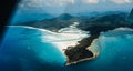 Whitehaven Beach and Hill inlet. Aerial Drone Shot. Whitsundays Queensland Australia, Airlie Beach. Royalty Free Stock Photo