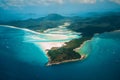 Whitehaven Beach and Hill inlet. Aerial Drone Shot. Whitsundays Queensland Australia, Airlie Beach. Royalty Free Stock Photo