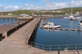 Whitehaven UK harbour wall with boats Cumbria coast