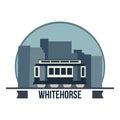 Whitehorse waterfront trolley. Vector illustration decorative design