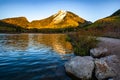 Whitehouse mountain on Beaver lake Colorado at sunset