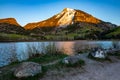 Whitehouse mountain on Beaver lake Colorado at sunset