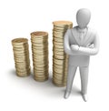 Whiteman and rising money graph Royalty Free Stock Photo