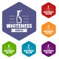 Whiteness service icons vector hexahedron