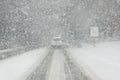 Whiteout driving conditions Royalty Free Stock Photo