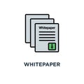 whitepaper icon. ico main investment document concept symbol design, company strategy, brief, development product plan, outline