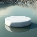 Whiter than White Stone Podium on Water, Ultra-realistic Setting for Your Product AI generation