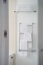 Chrome towel rail in the bathroom