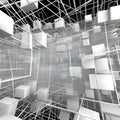 Whitet cubes connected with lines as abstract background wallpaper