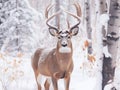 Whitetail Buck in the Winter Snow