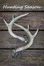 Whitetail deer antlers for rattling antlers with Hunting Season text.