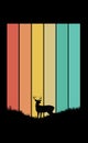 A whitetail deer with antlers is silhouetted against a colorful striped Royalty Free Stock Photo