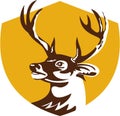 Whitetail Deer Buck Head Crest Retro