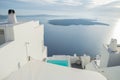 Whitewashed Houses on Cliffs with Sea View and Pool in Imerovigli, Santorini, Cyclades, Greece