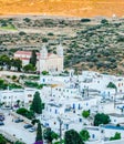 Whitewashed houses, Holy Trinity Monastery in Lefkes Royalty Free Stock Photo