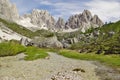 Whitewater creek in Vallon Popera, with Croda Rossa in background. Royalty Free Stock Photo