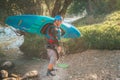 Whitewater kayaker paddling on river Royalty Free Stock Photo