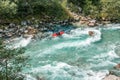 WhiteWater kayaking in the Soca river in Slovenia. Royalty Free Stock Photo