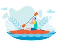 Whitewater Kayaking Sport Flat Vector Illustration Royalty Free Stock Photo