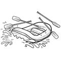 Whitewater rafting adventure sketch Royalty Free Stock Photo