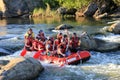 Whitewater Rafting on the Dudh Koshi in Nepal. Rafting team , summer extreme Royalty Free Stock Photo