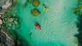 Whitewater Rafting on the Emerald waters of Soca river, Slovenia Royalty Free Stock Photo