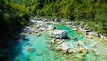 Whitewater Rafting on the Emerald waters of Soca river, Slovenia Royalty Free Stock Photo