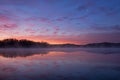 Whitford Lake at Dawn with Crescent Moon