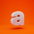 Whithe glossy 3d letter A lowercase on hot orange background