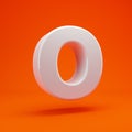 Whithe glossy 3d letter O uppercase on hot orange background