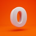 Whithe glossy 3d number 0 on hot orange background