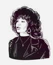 Whitney Houston vector sketch portrait illustration editorial Royalty Free Stock Photo