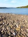 Whitney Point Reservoir rocky shoreline in Broome County NewYorkState Royalty Free Stock Photo