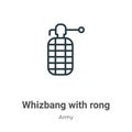 Whizbang with rong outline vector icon. Thin line black whizbang with rong icon, flat vector simple element illustration from