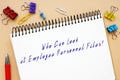 Who Can Look at Employee Personnel Files? inscription on the page