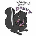 Squirrel eating donut, who don`t love donut cartoon illustration