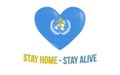 WHO heart and inscription stay home - stay alive, vector