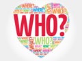 Who? Question heart, Questions words Royalty Free Stock Photo