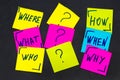 Who, why, how, what, when and where questions - uncertainty, br Royalty Free Stock Photo