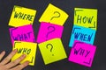 Who, why, how, what, when and where questions - uncertainty, br Royalty Free Stock Photo