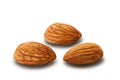 Whole almonds isolated on a white background