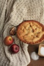 Apple pie apples cinnamon sticks sugar Royalty Free Stock Photo