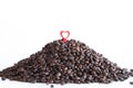 Whole bean coffee. Scattered. On white background.