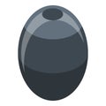 Whole black olive icon, isometric style